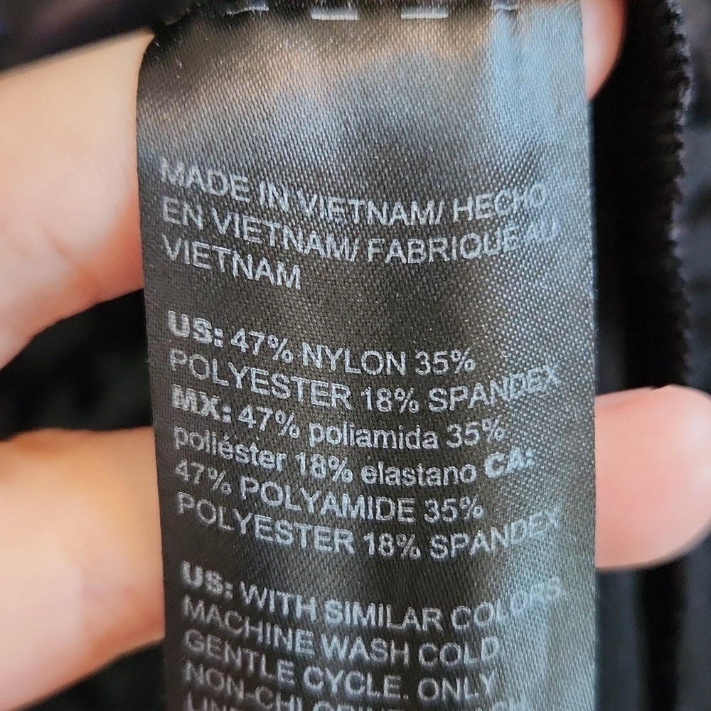 WHBM Black Velvet Animal Print Top - Picture 6 of 6